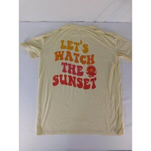 Let's Watch The Sunset Shirt Womens Medium Yellow Graphic Tee Crew Neck Retro